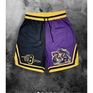 Men's Black and Purple Sports Shorts